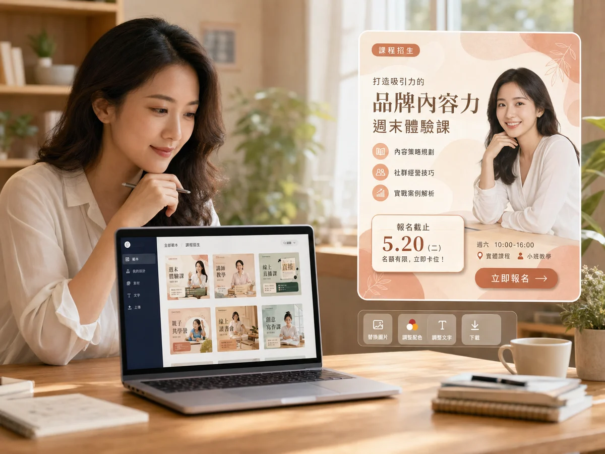 課程講師使用 AI 海報設計製作招生海報