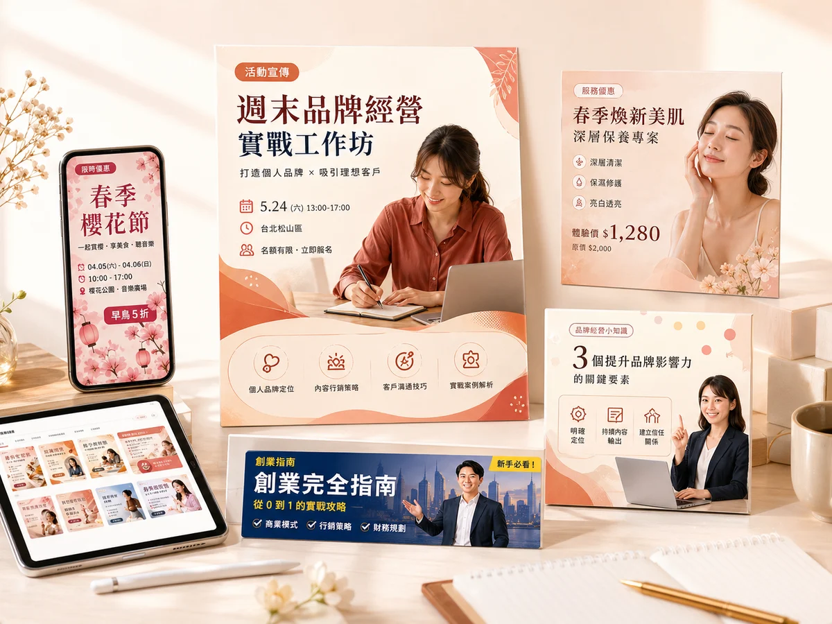 AI 海報完成後可發布的多格式素材展示