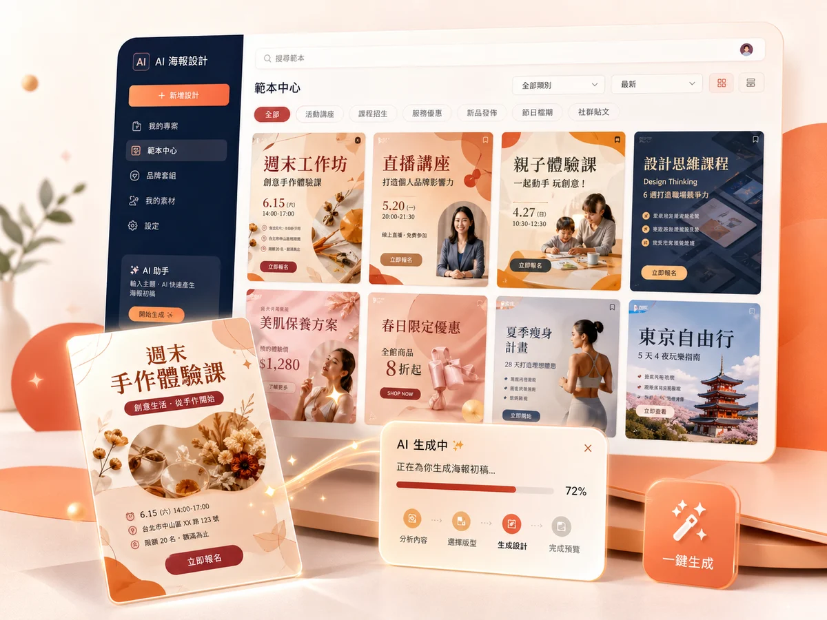 AI 海報設計後台與生成成果主視覺